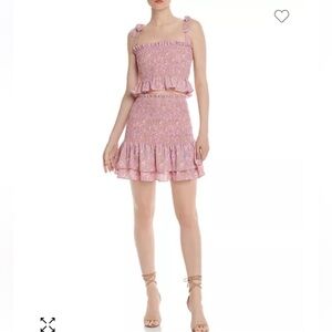 LIKELY Riviera Smocked Floral Print Crop Top and skirt set size XS